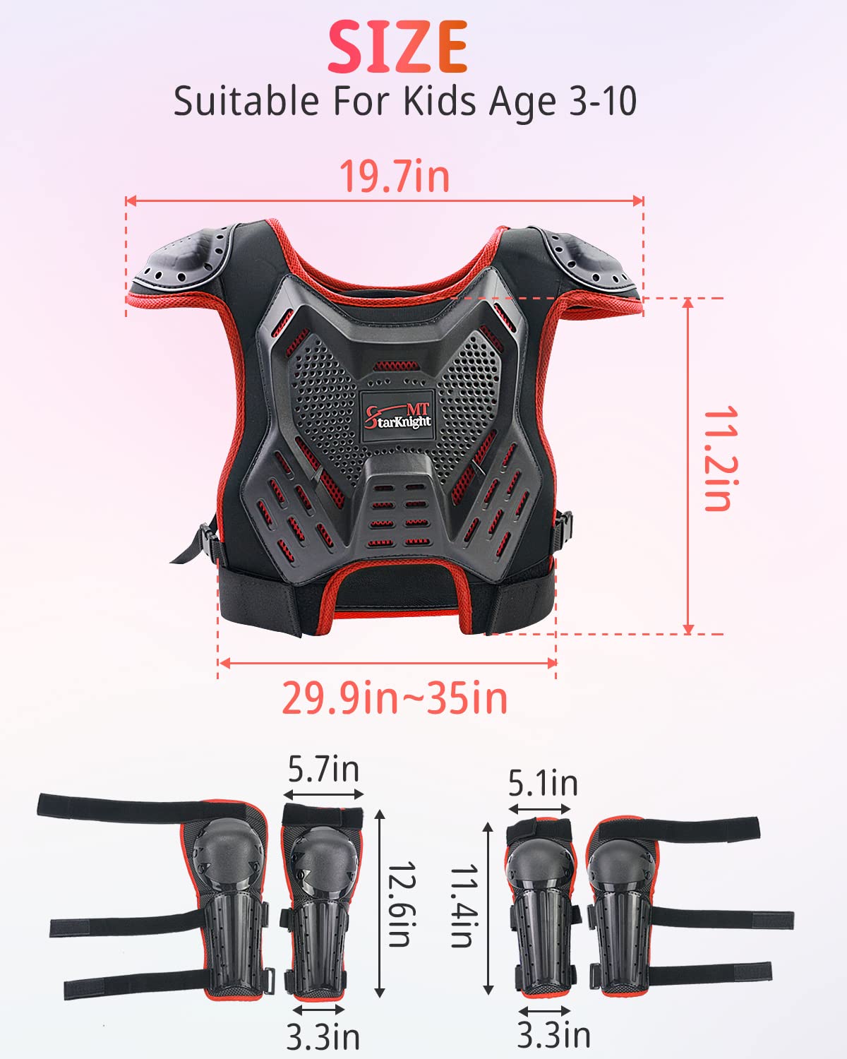 StarknightMT adjustable strap and measurement detail for easy growing fit