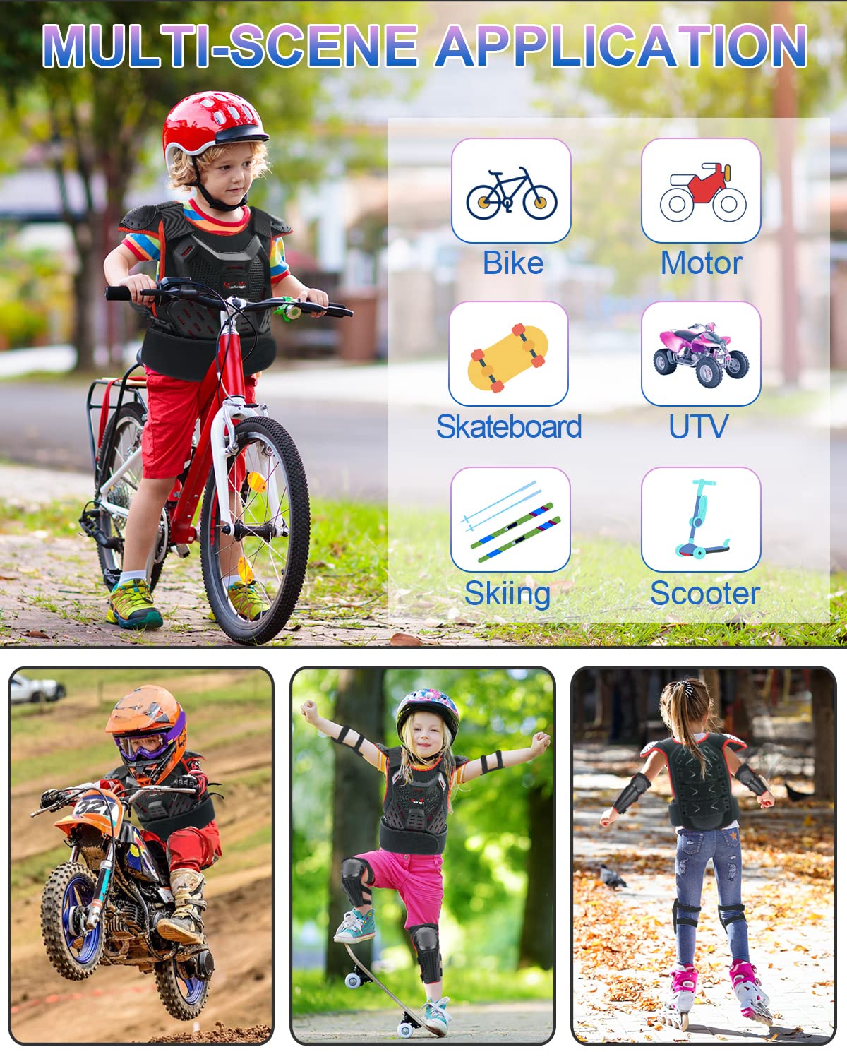 StarknightMT chest protector on child model to show size and fit