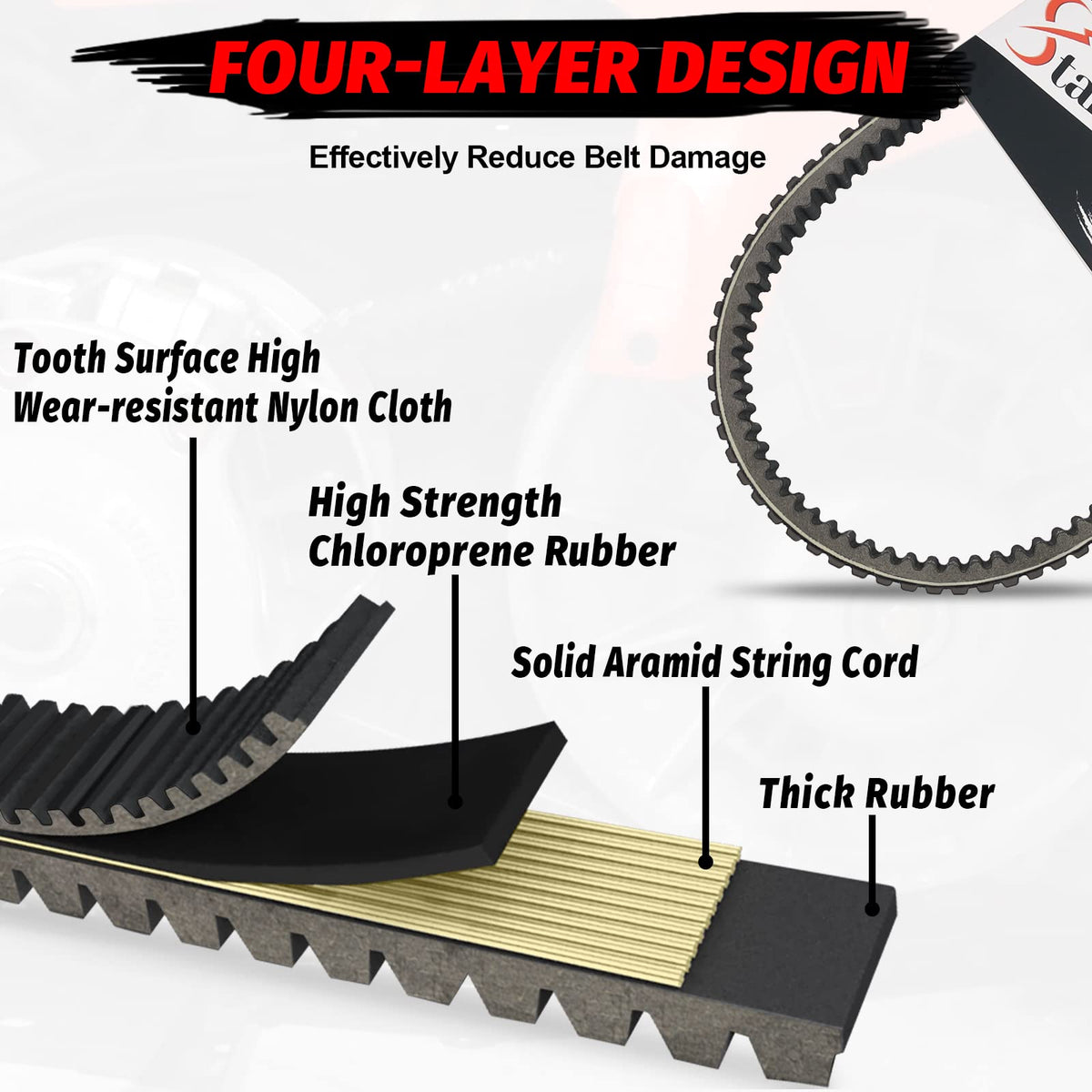 StarknightMT belt next to ruler indicating correct sizing for easy replacement