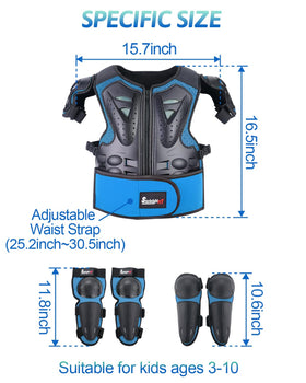 StarknightMT suit beside toy bike showing size and grow-with-me fit benefit