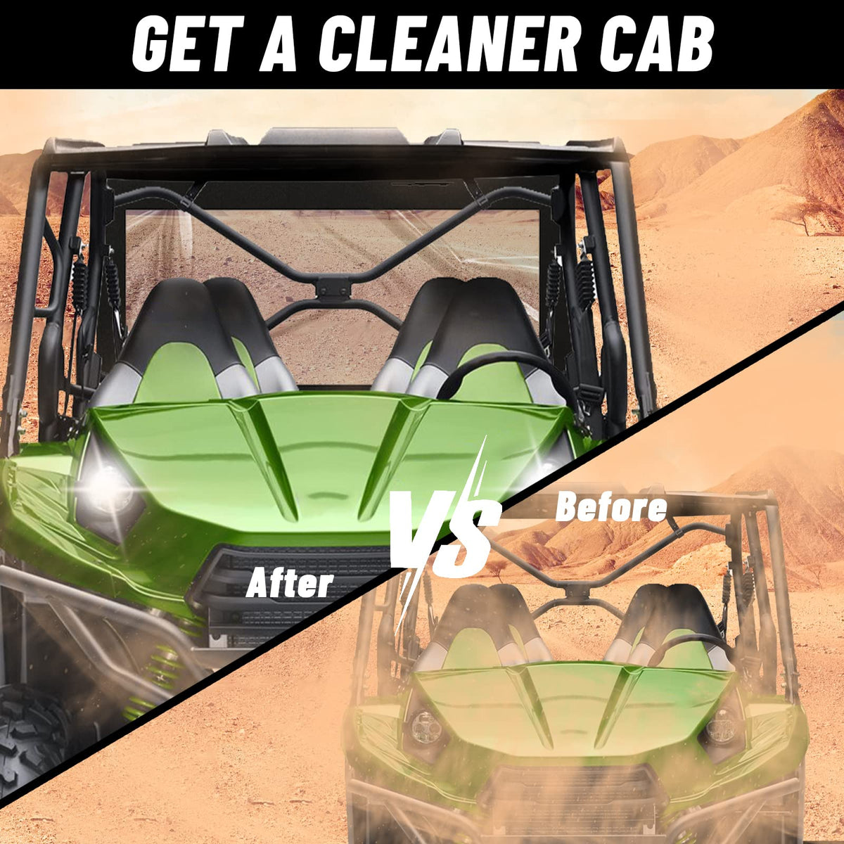 StarknightMT mounted on Kawasaki Teryx demonstrating dust and spray protection