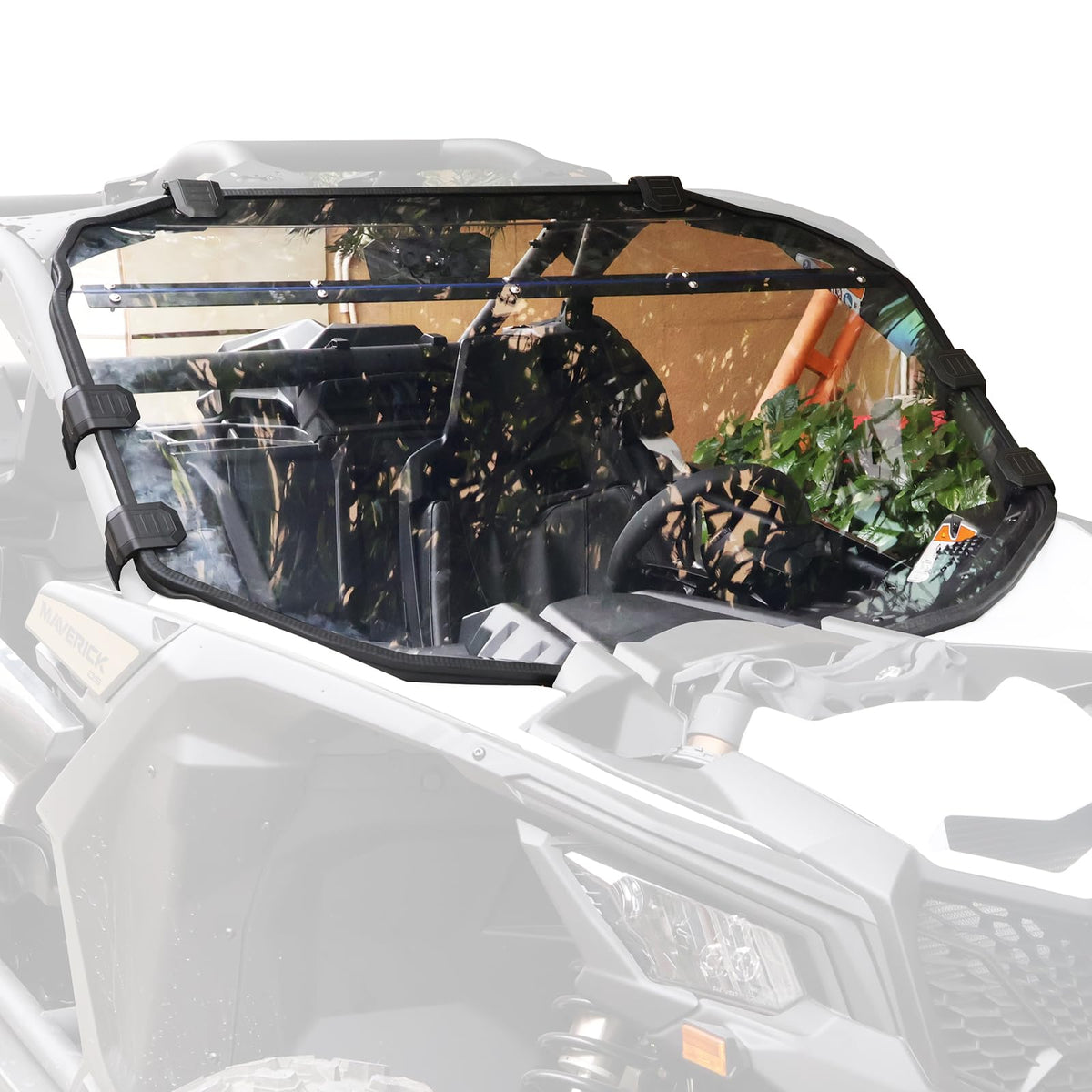 StarknightMT front view of windshield showing full coverage and improved visibility