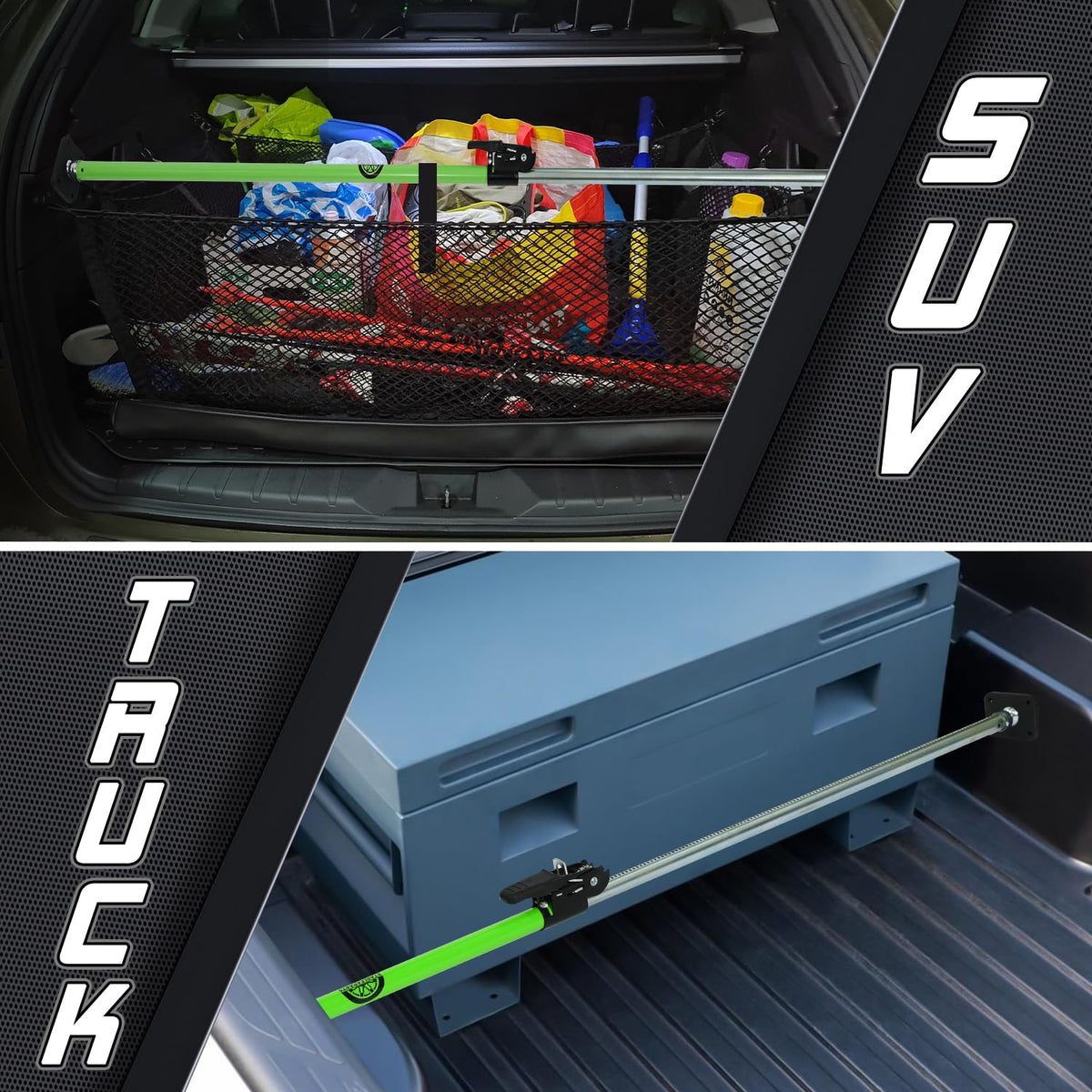 STARLEAPARTS cargo bar bracing boxes in a van highlighting versatile, tool-free use
