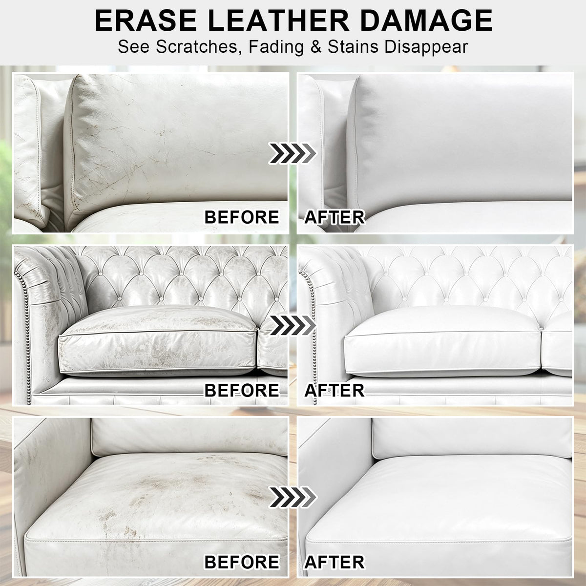 STARTSO WORLD sofa seat before and after recoloring balm visibly restoring faded leather