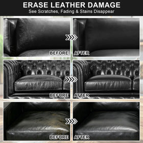 STARTSO WORLD split before and after sofa showing restored black color