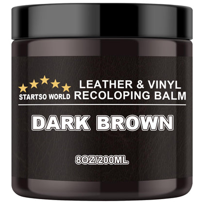 STARTSO WORLD front packaging showing dark brown balm restoring leather