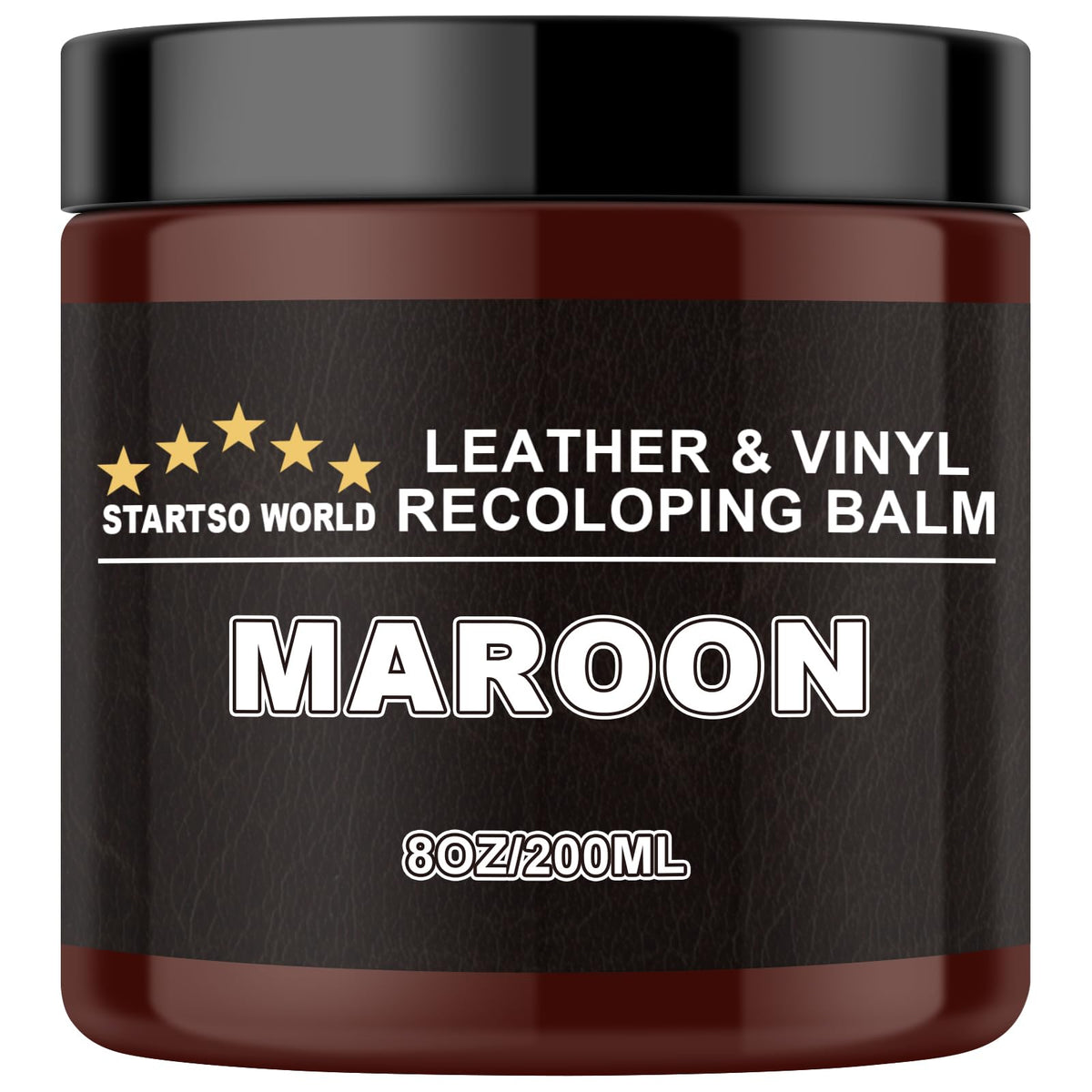 STARTSO WORLD front label showing maroon balm and product name, clear branding benefit