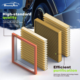 StaunchAuto cabin filter showing activated carbon layer for odor removal