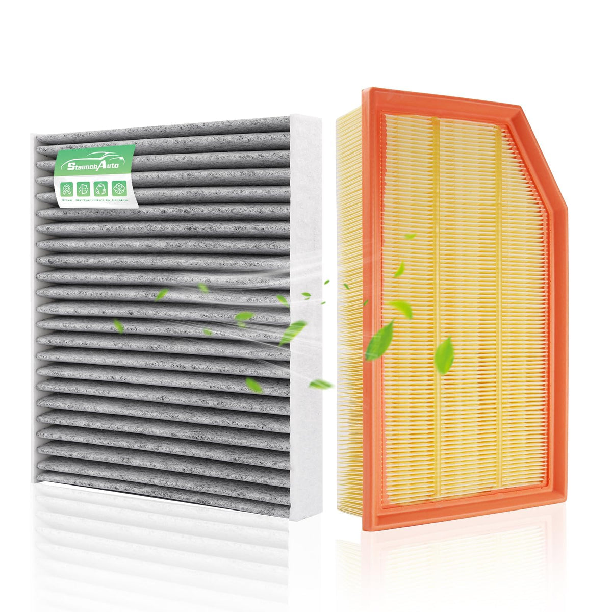 StaunchAuto engine filter front view showing robust frame and improved airflow