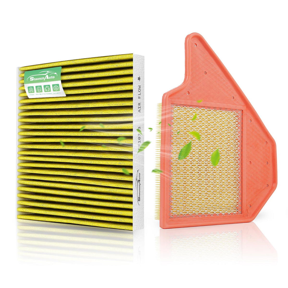 StaunchAuto front packaging of engine and cabin filter combo showing contents and fit