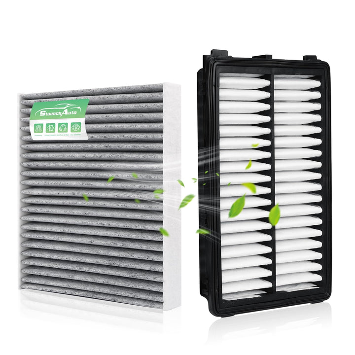 StaunchAuto front packaging showing engine and cabin filter kit and model compatibility benefit