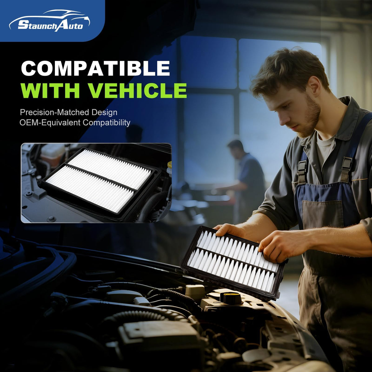 StaunchAuto cabin filter fitted behind glovebox showing fresher in-cabin air benefit