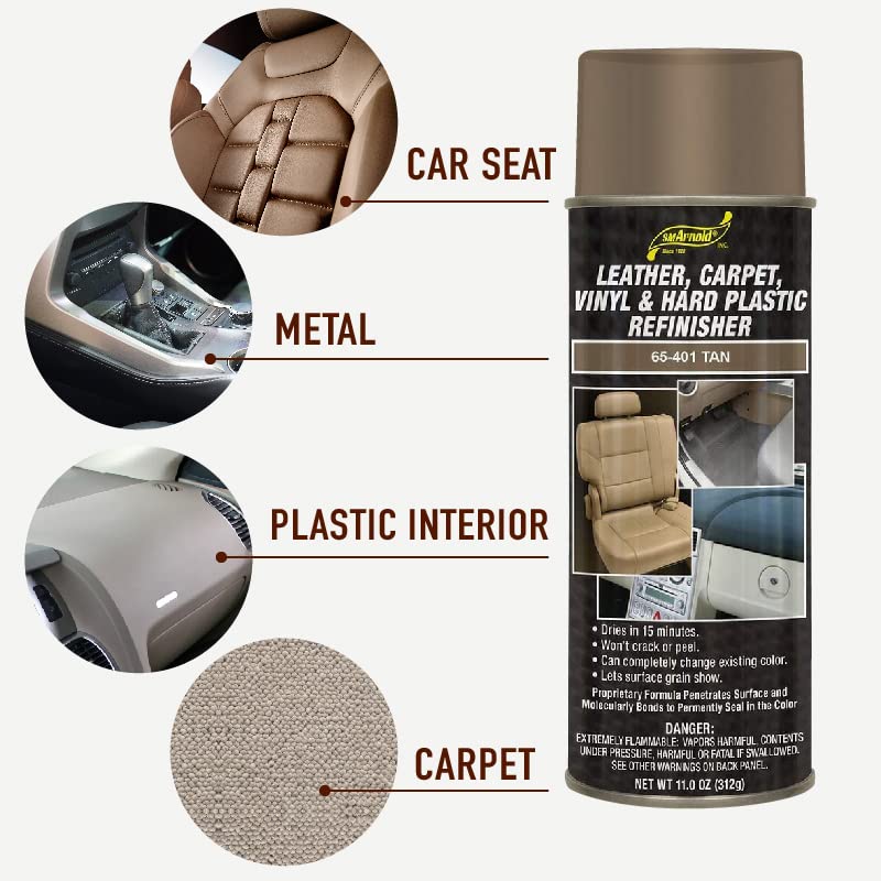 Stayfree S.M. Arnold spray being used on car seat to restore color