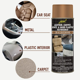 Stayfree S.M. Arnold spraying dashboard trim showing quick-dry benefit