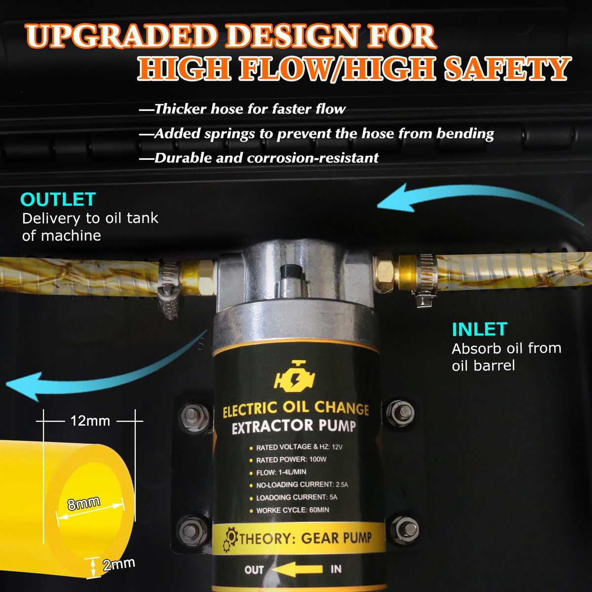 steauty pump in use under car engine enabling cleaner, faster oil changes