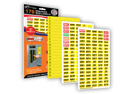Steellabels front packaging showing full 170-label kit and instruction sheet for quick setup