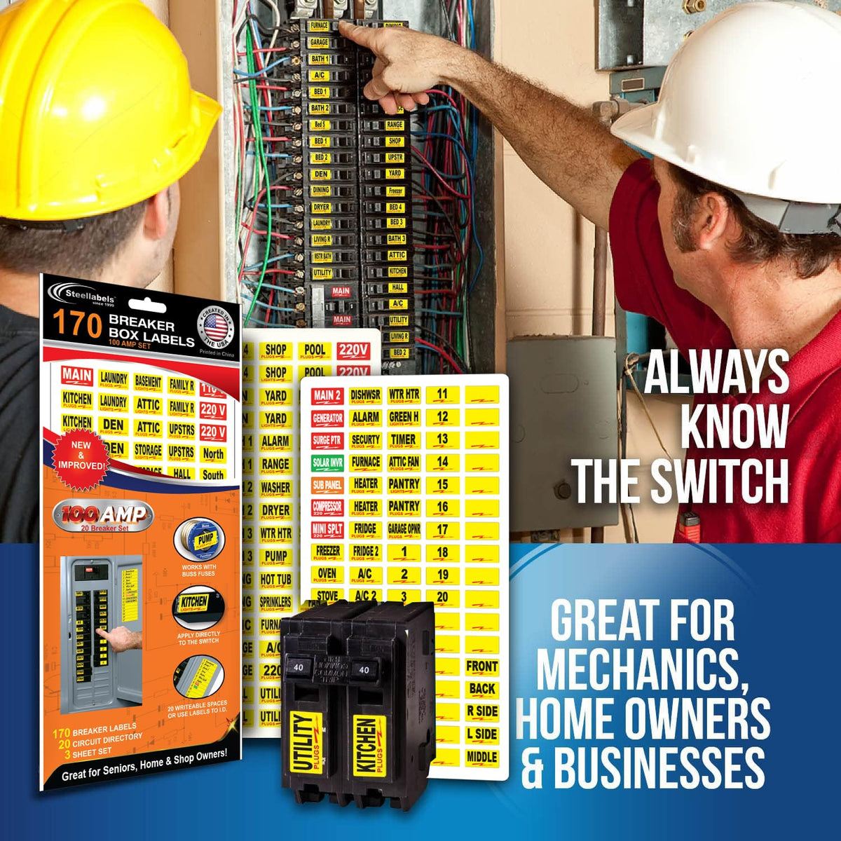 Steellabels full panel directory view with labels in bright colors for quick scanning