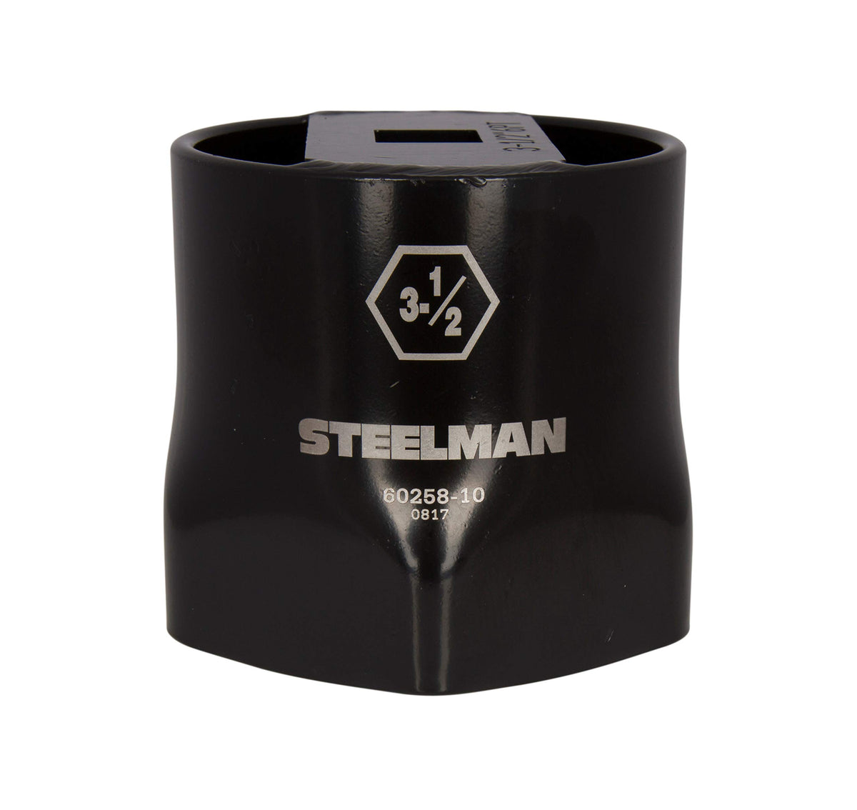 Steelman locknut socket front view showing laser-etched size, durable finish, easy identification