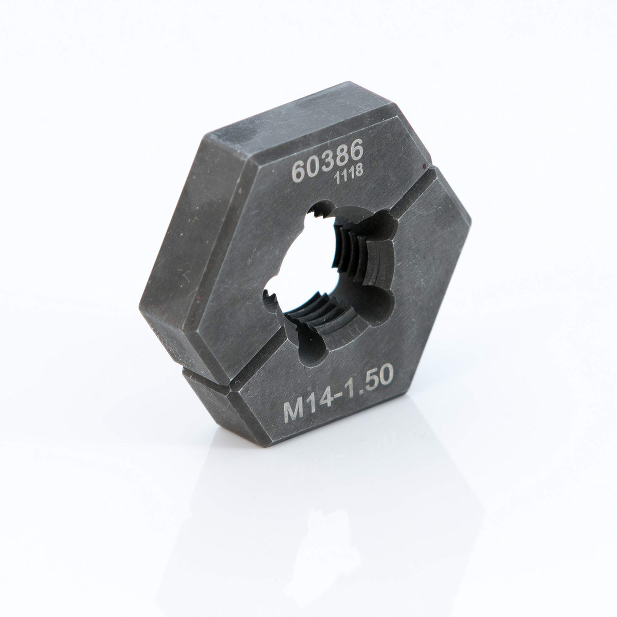 Steelman split die front hex view showing socket-ready design and durable steel