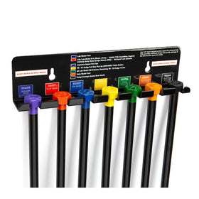 Steelman color-coded tools hanging on wall bracket for quick access