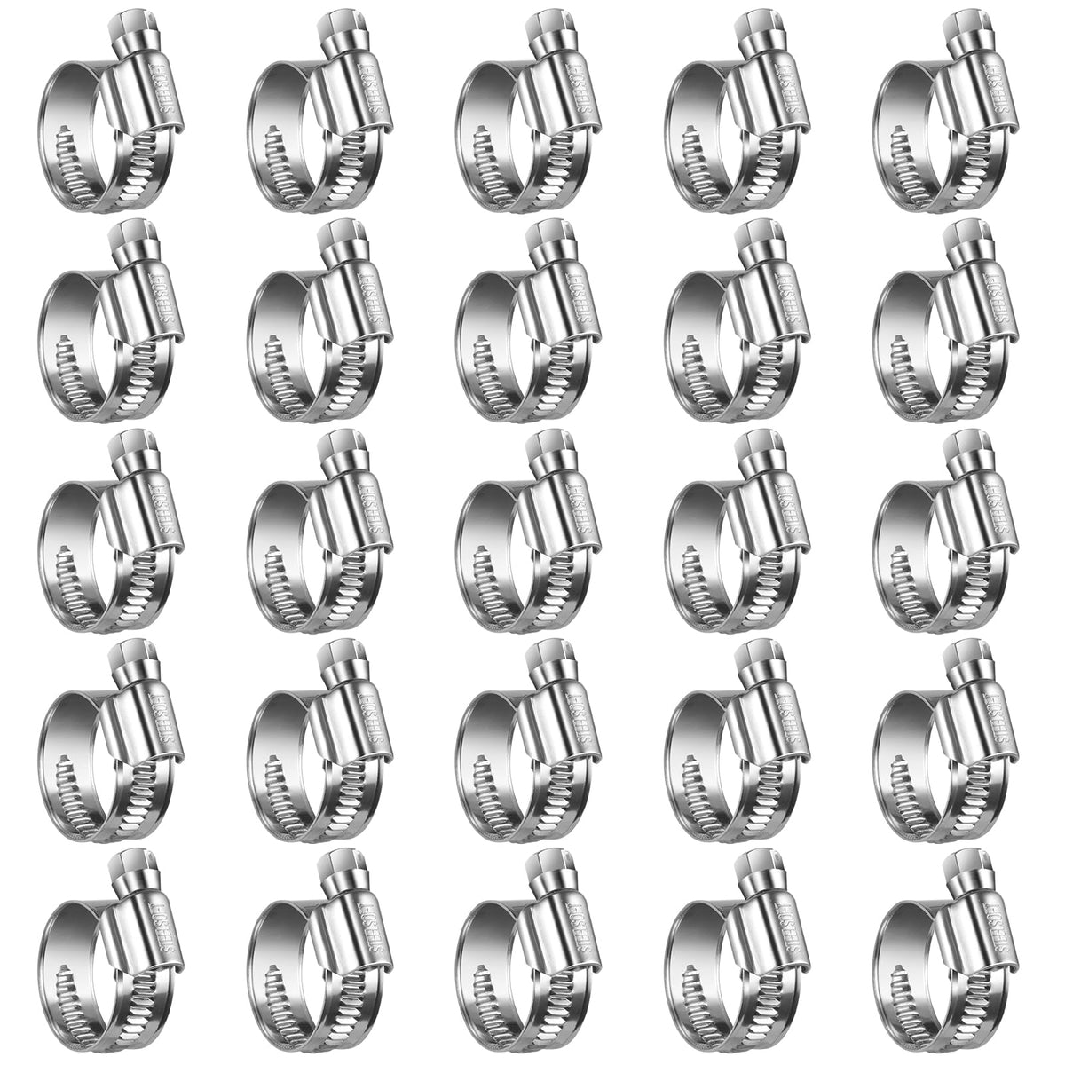 Steelsoft front view of 25-pack clamps showing product count and finish for reliable supply