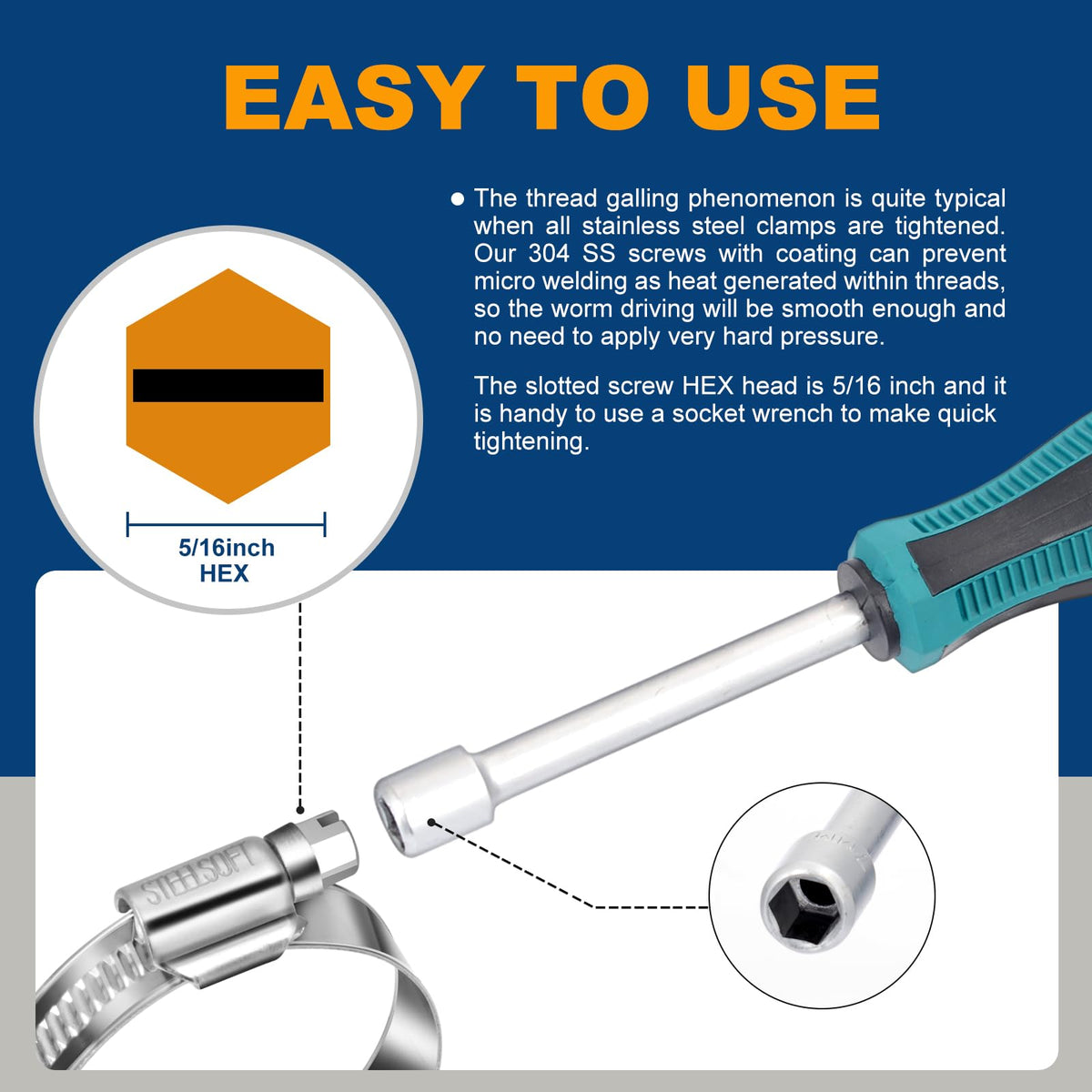 Steelsoft clamps aligned by size to compare 16–27mm range for quick selection