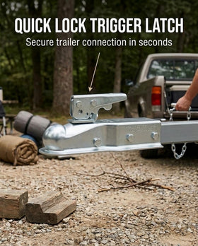 Stegewop mounted on a boat trailer demonstrating dependable towing connection
