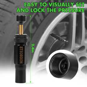 STEGODON deflator attached to a Schrader valve for fast air-down