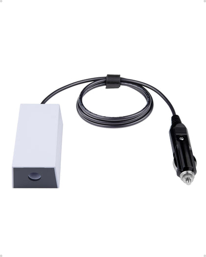 Steinwhale adapter front view showing cigarette-lighter plug and output, reliable power supply