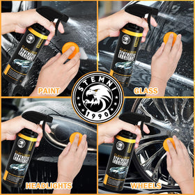 Stemni clay bar being used on car panel to remove bonded surface grime