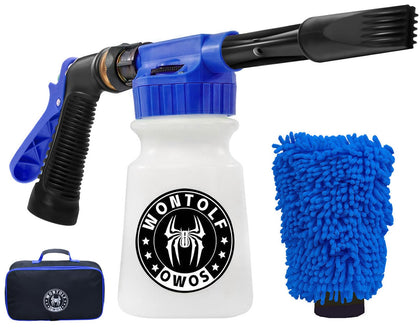 Stemni foam gun front view showing hose connection and dial, for quick setup