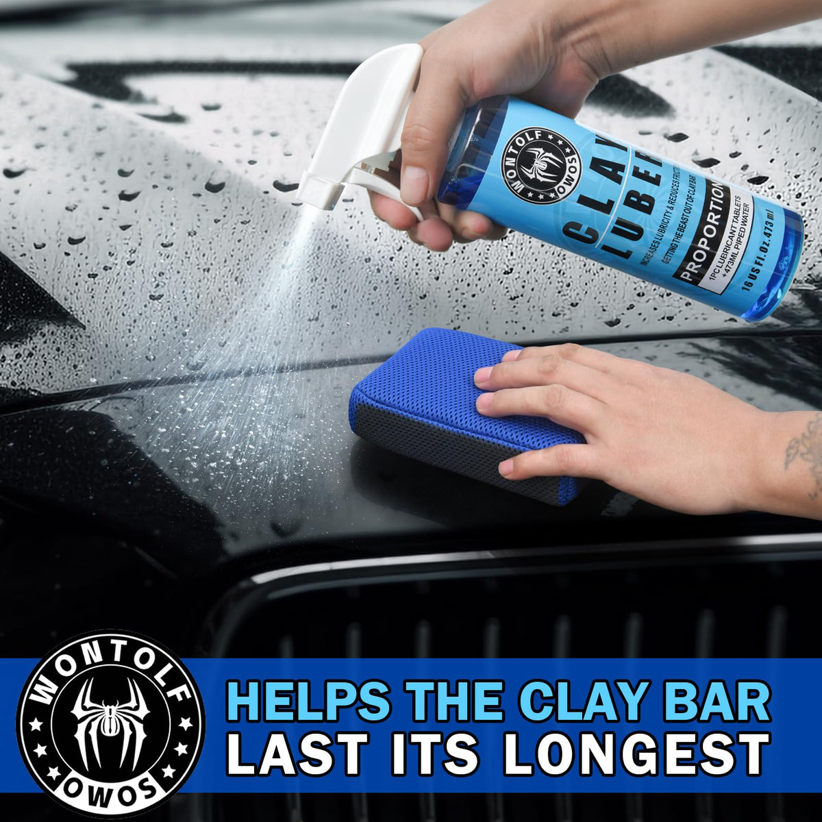 Stemni mitt saturated with lubricant showing safer glide over paint