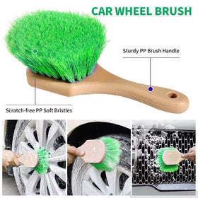 Stemni tire brush scrubbing wheel grooves for deep grime removal