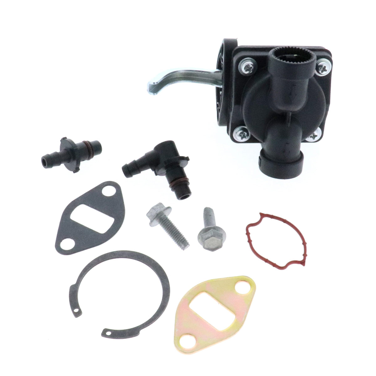 Stens Kohler fuel pump front view showing pump body and fittings for accurate fit