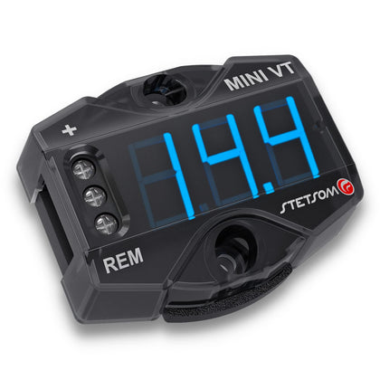 Stetsom MiniVT front panel blue LED display shows clear voltage readout benefit visibility