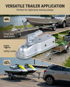 Stegewop in-use trailer hookup on 2.5-inch channel tongue showing reliable connection