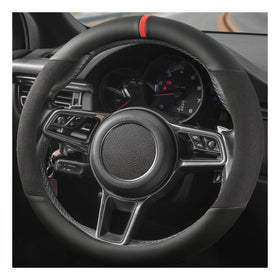 SthExtra front view showing suede cover and neat fit for modern steering wheels