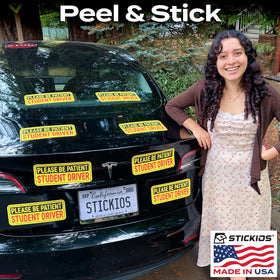 Peeling Stickios sticker off cleanly showing no residue and paint-safe removal benefit