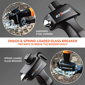 Stinger seatbelt cutter detail showing recessed razor for safe cutting