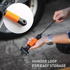 Stinger next to smartphone for scale showing compact portable safety