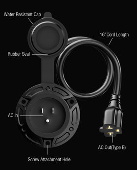 stio 16-inch extension cord detail highlighting heavy-duty 12 AWG conductivity