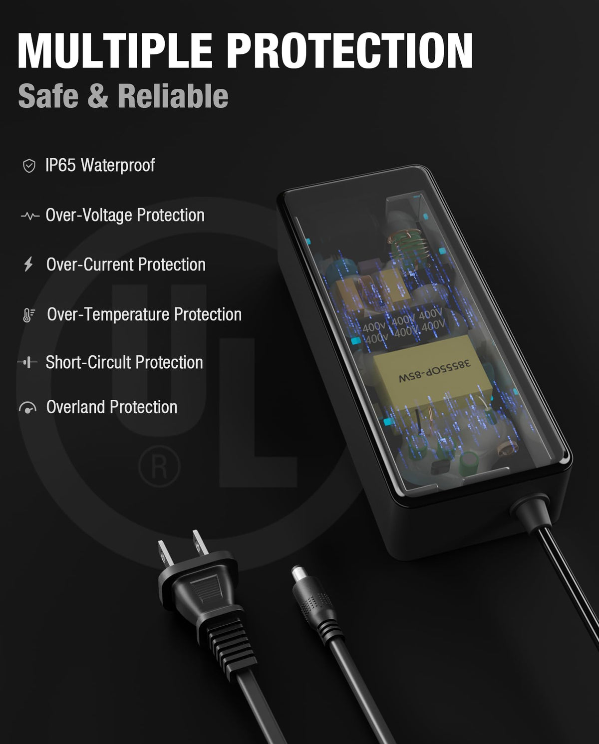 stio specs label displaying voltage and ETL certification for safety