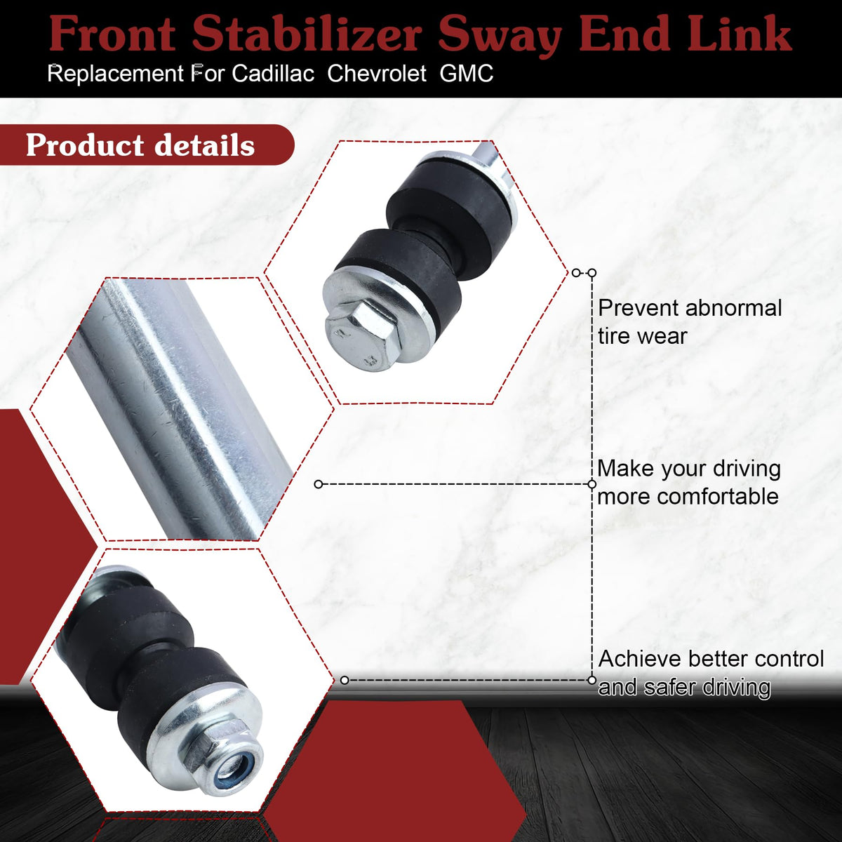 Stiueoav sway bar link next to ruler for scale showing proper sizing for direct-fit installation