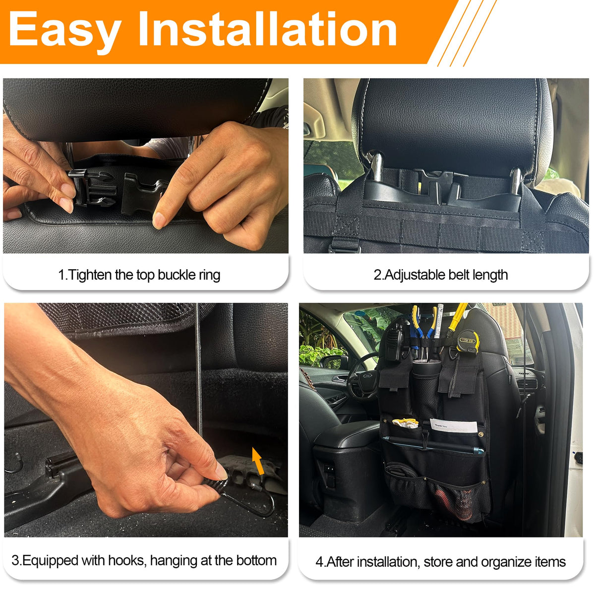STOLCA installed behind car seat demonstrating secure fit and space-saving benefit