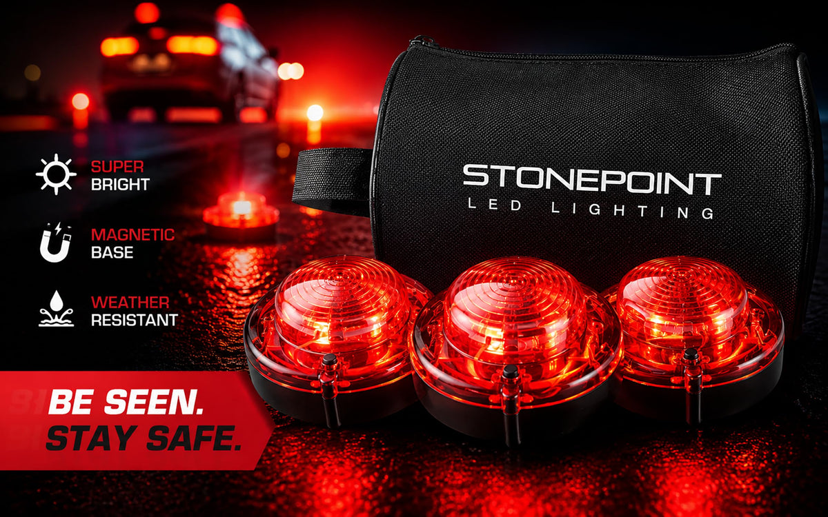 StonePoint LED close-up of lens and casing texture highlighting durability and bright beam