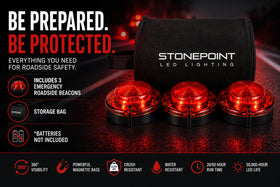 StonePoint LED next to a hand for size comparison demonstrating compact portability