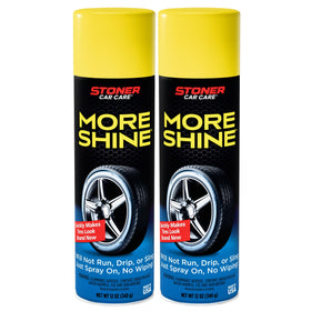 Stoner Car Care front can showing label and pack benefit of deep black finish