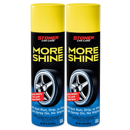 Stoner Car Care front can showing label and pack benefit of deep black finish