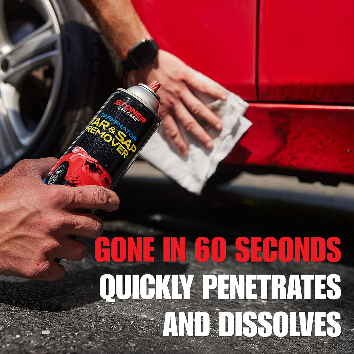 Stoner Car Care removing residue from chrome trim for shine