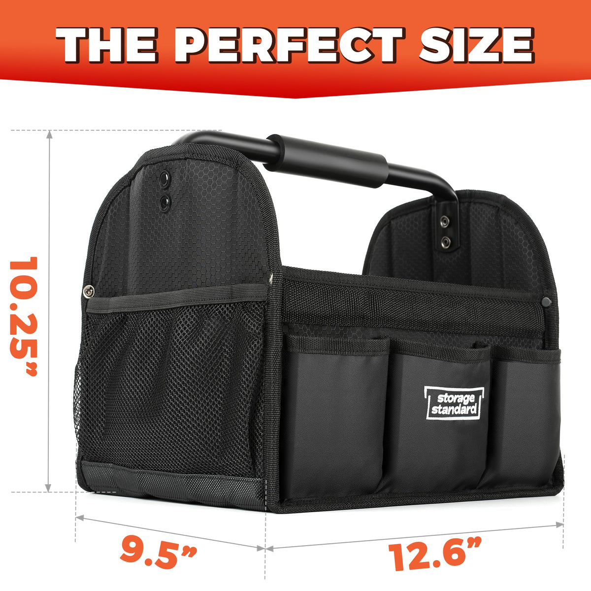 Storage Standard padded handle being gripped for comfortable carrying
